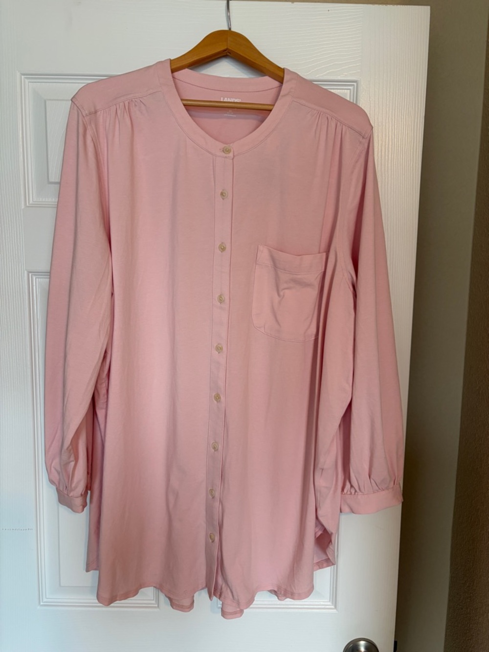 NWT Lands’ End Baby Pink Button Up Sleep Shirt Size 2X Stretch Soft Comfort X1